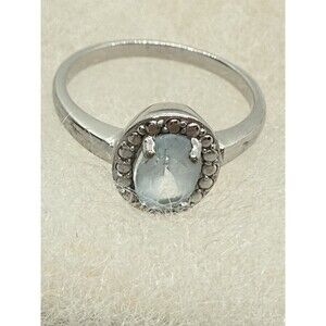 Dee Berkley Jewelry DBJ Sterling Silver Blue Topaz & Diamond Halo Ring 6.5